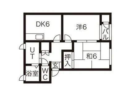 メゾンリリーフ長岡B棟(2DK/1階)の間取り写真