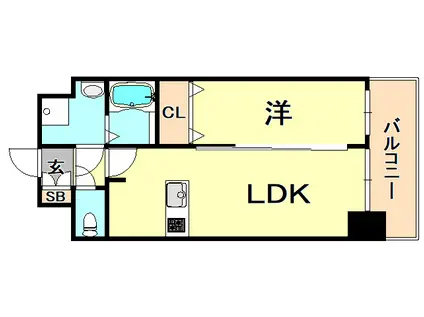 プレサンス兵庫ヴィアーレ(1LDK/10階)の間取り写真