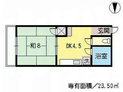 山本ビル(1DK/3階)の間取り写真