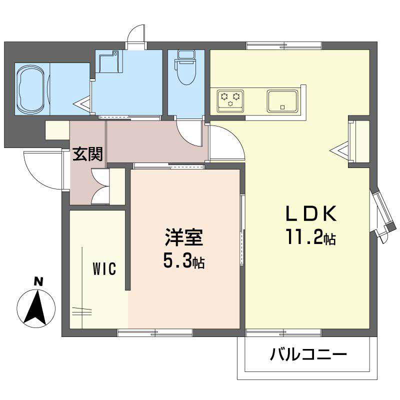 フレグランスASKA C棟(1LDK/1階)の間取り写真