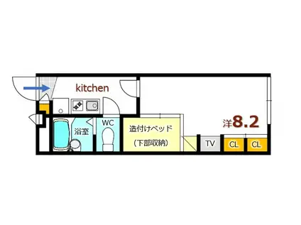 レオパレスサンミッシェルII(1K/1階)の間取り写真
