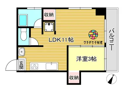 日之出マンション(1LDK/4階)の間取り写真