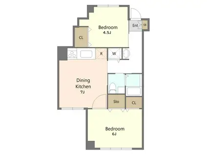 セントラル・エビヤ(2DK/3階)の間取り写真