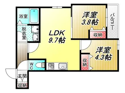 D PORTA AVENUE(2LDK/1階)の間取り写真