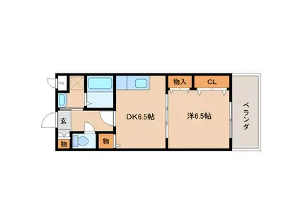 プライムガーデンI(1DK/3階)の間取り写真