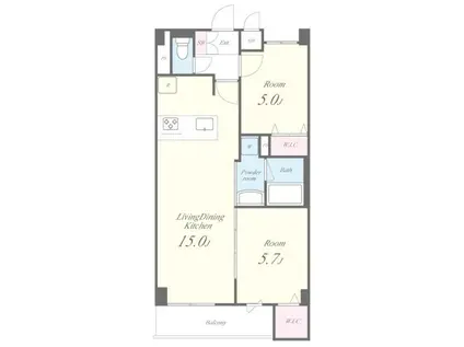パークフレア(2LDK/1階)の間取り写真
