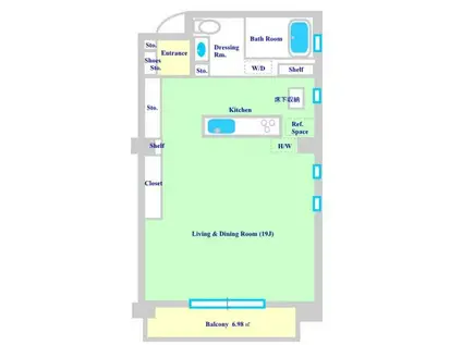 ザ・グローバル・タワー(ワンルーム/6階)の間取り写真