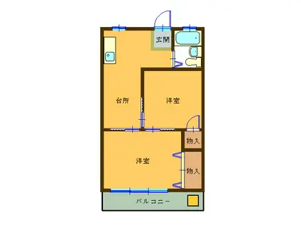 ベルメゾン石井(2DK/1階)の間取り写真