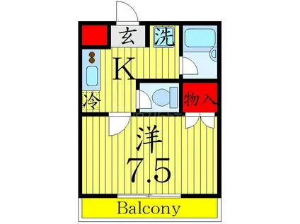 ベルメゾン松波(1K/2階)の間取り写真