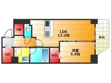 パークサイド本町(1LDK/4階)の間取り写真