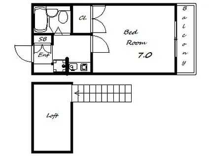 ラ・メール板宿(1K/2階)の間取り写真