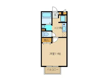 アベリアコート(1K/1階)の間取り写真