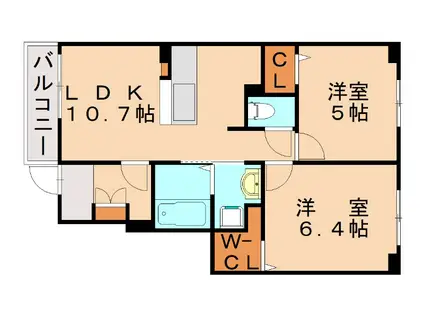 ブライトガーデン(2LDK/1階)の間取り写真