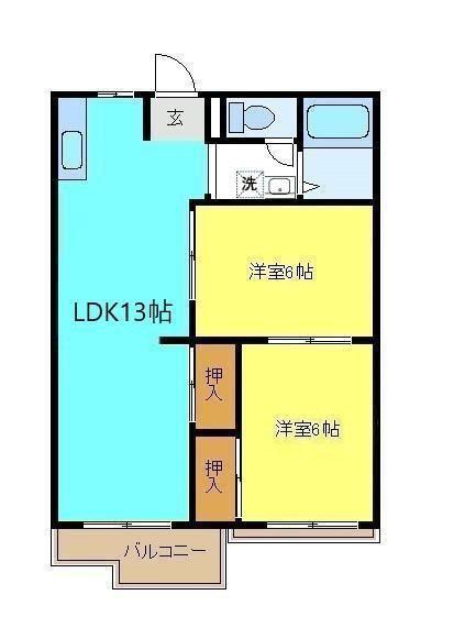 児玉ハイツ(2LDK/2階)の間取り写真