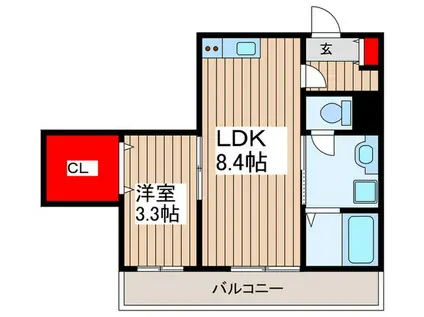 狭山市入間川3丁目アパート(1LDK/1階)の間取り写真