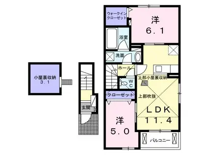カステルールA(2LDK/2階)の間取り写真