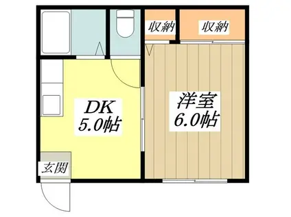 メゾン日野(1DK/1階)の間取り写真