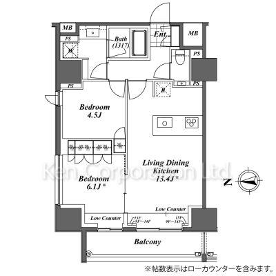 パークハビオ東中野(2LDK/13階)の間取り写真