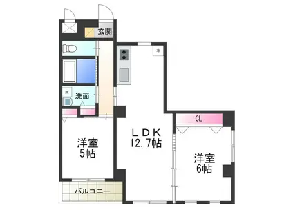 LE BONHEUR DE 三国ヶ丘(2LDK/2階)の間取り写真