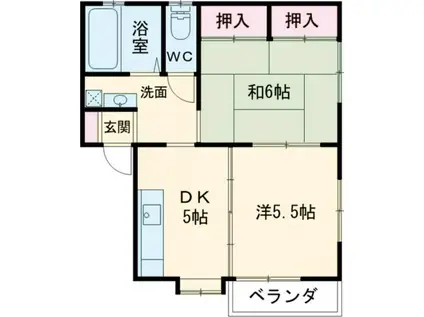 クレッシェンド(2DK/1階)の間取り写真