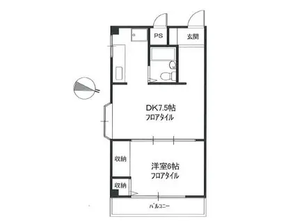 飛田ハイツ(1DK/1階)の間取り写真