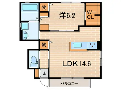 DREAM MONET(1LDK/1階)の間取り写真