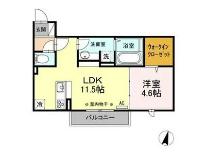 豊橋鉄道東田本線 運動公園前駅(愛知) 徒歩22分 3階建 築9年(1LDK/3階)の間取り写真