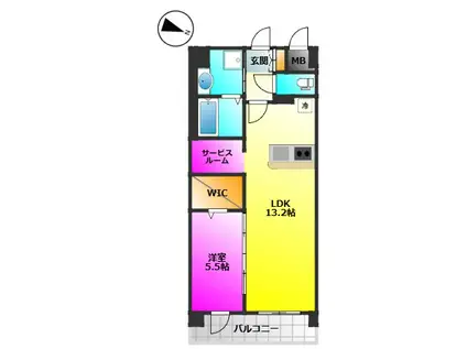 リヴェルナ平尾(1SLDK/2階)の間取り写真