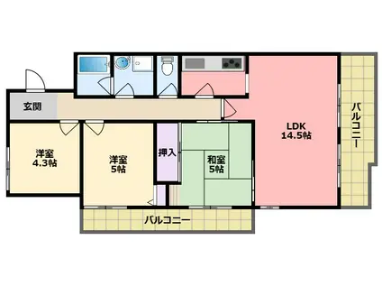 レジェンダリー小松(3LDK/2階)の間取り写真