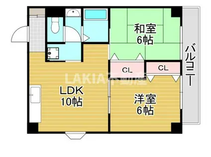 大東マンションII(2LDK/4階)の間取り写真