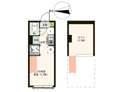 ハーモニーテラス中村南(ワンルーム/1階)の間取り写真