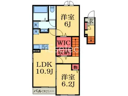 ル ソレイユI(2LDK/2階)の間取り写真