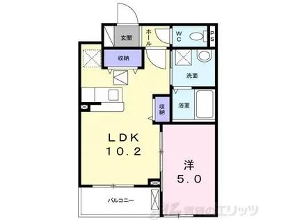 メゾン ヒュッゲ(1LDK/1階)の間取り写真