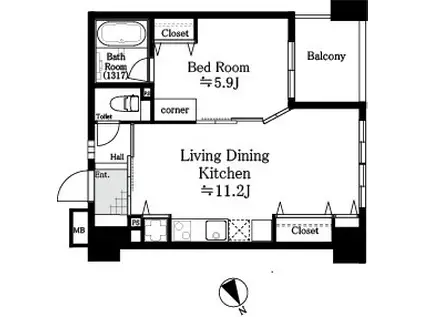 アクシア池袋(1LDK/9階)の間取り写真