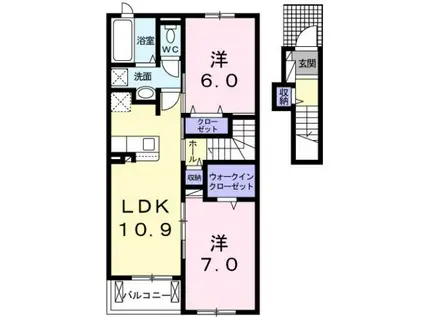 クロガネA(2LDK/2階)の間取り写真