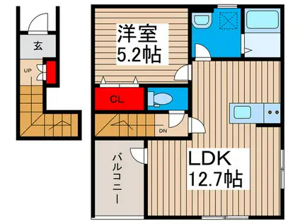 リーブルファイン野田中野台(1LDK/2階)の間取り写真