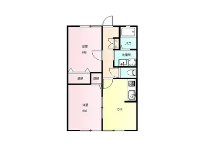 ジュネス竜蔵寺(2DK/2階)の間取り写真