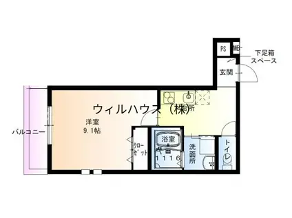 フジパレス高石千代田Ⅰ番館(1K/3階)の間取り写真