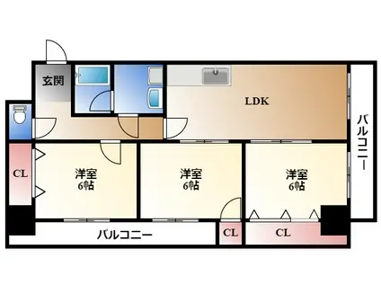 薬師寺ビルヂング(3LDK/7階)の間取り写真