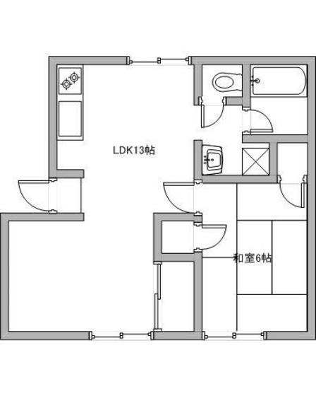 レインボーハイツ今B(1LDK/2階)の間取り写真
