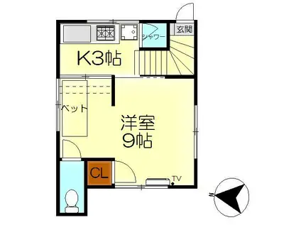 田中アパート(1K/2階)の間取り写真