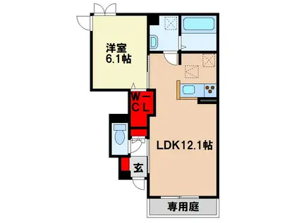 D-ROOM TK(1LDK/1階)の間取り写真