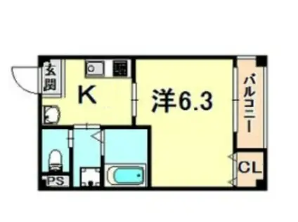 コート西橘通(1K/5階)の間取り写真