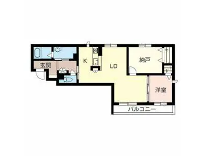 プランドールヴィラ(1SLDK/2階)の間取り写真