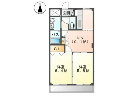 SINFONIA(2DK/2階)の間取り写真
