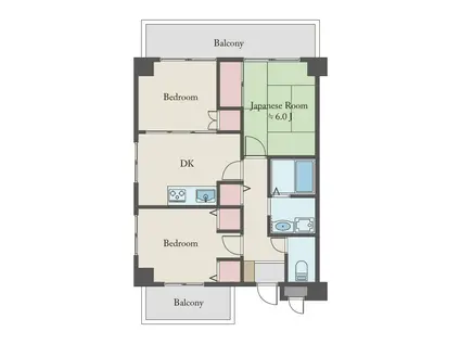 メゾンドソレイユ横浜(3DK/3階)の間取り写真