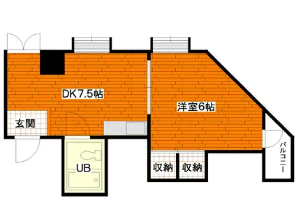 2Aマンション(1DK/4階)の間取り写真