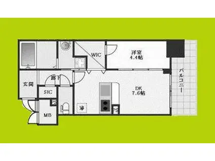 LA WAISON NAMBA ウエスト(1DK/9階)の間取り写真