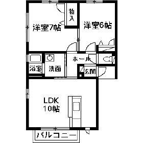 クレストコートA(2LDK/2階)の間取り写真