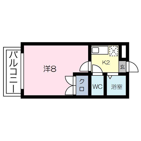 アムール(1K/2階)の間取り写真